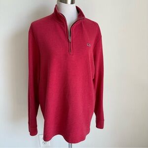 Vineyard Vines Unisex Men’s Red Quarter Zip Pullover, size Large